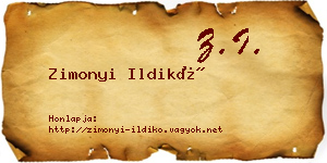 Zimonyi Ildikó névjegykártya